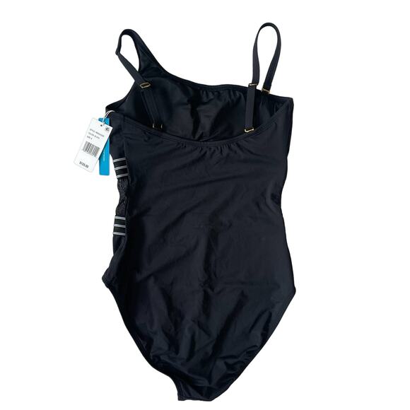 Bleu Rod Beattie OFF THE GRID ONE SHOULDER ONE PIECE SWIMSUIT Black Size 8 - Picture 2 of 7